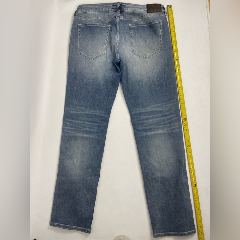 Express Hyper Stretch Distressed Slim Straight Jeans Mens 36x34 Blue - Picture 5 of 13